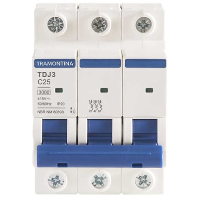 Mini disjuntor 3 polos, 25 A, 3 kA, TDJ3, 58013107