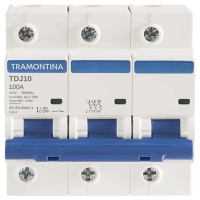 Mini disjuntor 3 polos, 100 A, 10 kA, TDJ10, 58013145