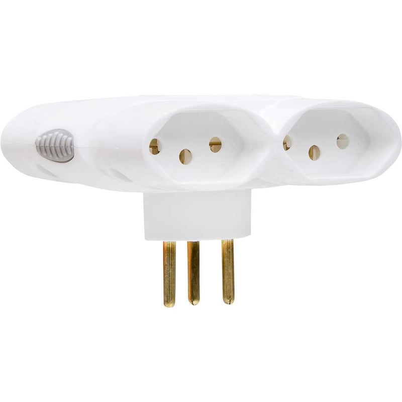 Plugue tipo "T", 4 saídas 2P+T, branco, 1838