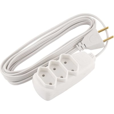 Extensão elétrica com 3 metros, cordão PL 2 x 0,75 mm², 2P gelo, modelo Sort 1513