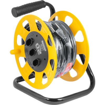 Extensão elétrica com 20 metros, cabo PP 2 x 1,5 mm², 3 tomadas, 2P 10 A, com suporte enrolador, Maxi Pro, DN1541