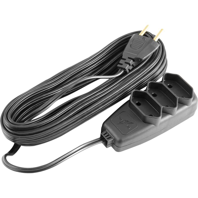 Extensão elétrica com 5 metros, cordão PL 2 x 0,75 mm², 2P preta, modelo Sort 1656