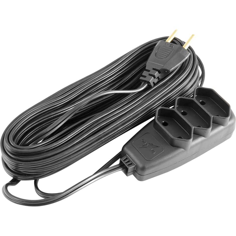 Extensão elétrica com 10 metros, cordão PL 2 x 0,75 mm², 2P preta, modelo Sort 1657