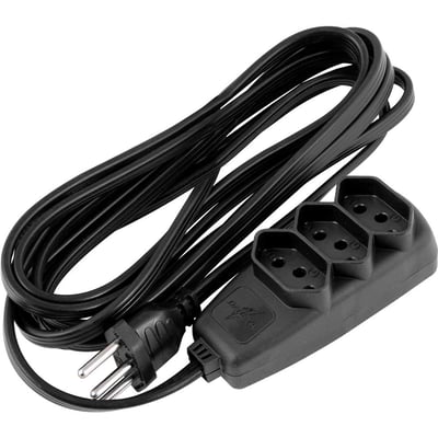 Extensão elétrica com 5 metros, cabo PP 3 x 0,75 mm², 2P+T preta, modelo Sort 1787