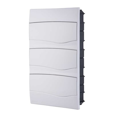 Quatro de distribuição de embutir, 36 DIN / 24 NEMA, branco