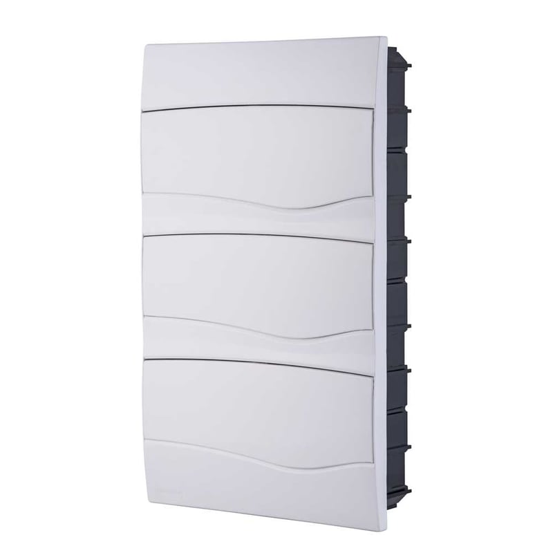 Quatro de distribuição de embutir, 36 DIN / 24 NEMA, branco