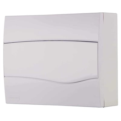 Quatro de distribuição de sobrepor, 12 DIN / 8 NEMA, branco
