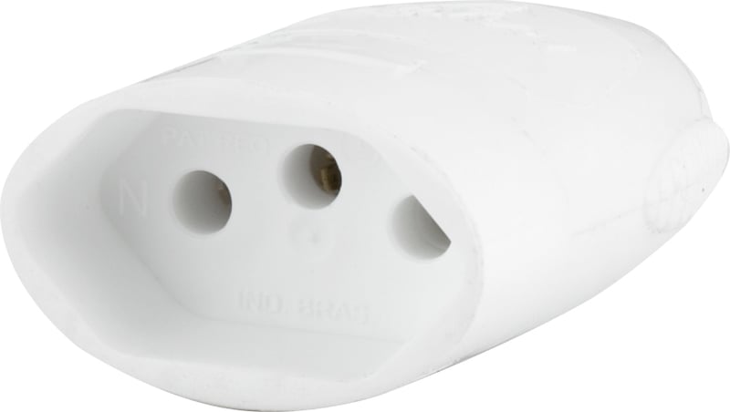 Plugue fêmea 2P+T redondos, branco, 20 A, 250 V~, DN1612