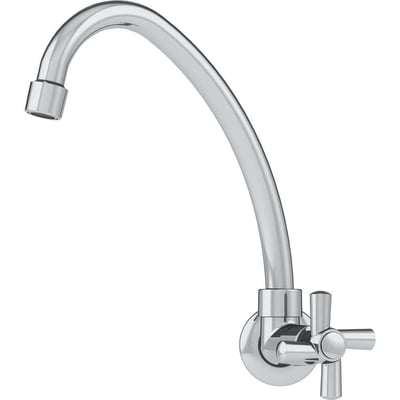 Torneira plástica de parede para cozinha, bica alta, acabamento C31, cromada, 9713