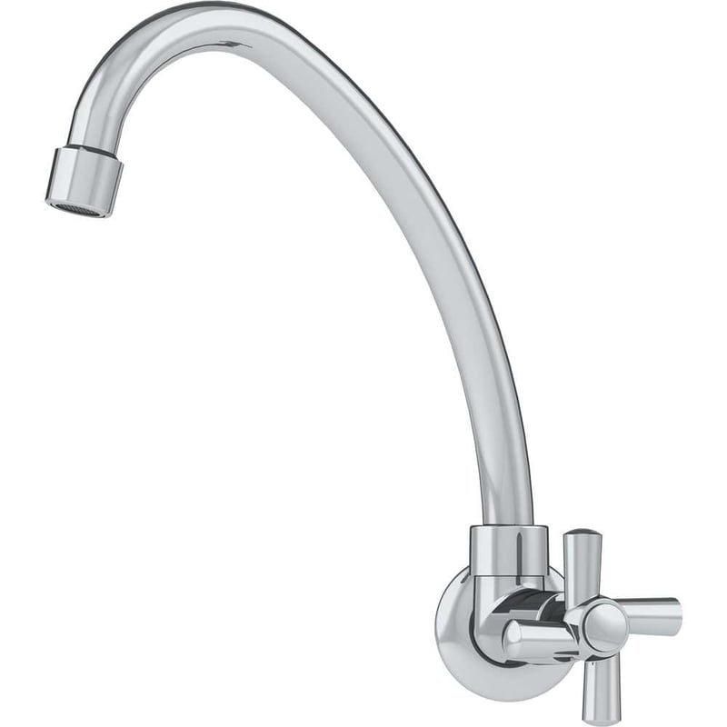 Torneira plástica de parede para cozinha, bica alta, acabamento C31, cromada, 9713