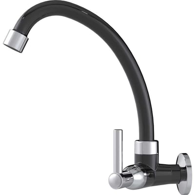 Torneira de parede para cozinha em abs, preta e cromado, 26707
