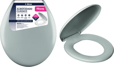 Assento sanitário almofadado, cinza, Clássico Primafer, PR 1063-5