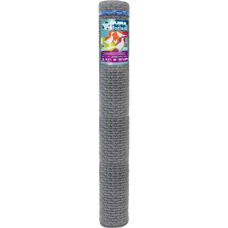 Tela metálica hexagonal, galinheiro, coleira branca, malha 2", 22 BWG x 1,8 m, com 50 m