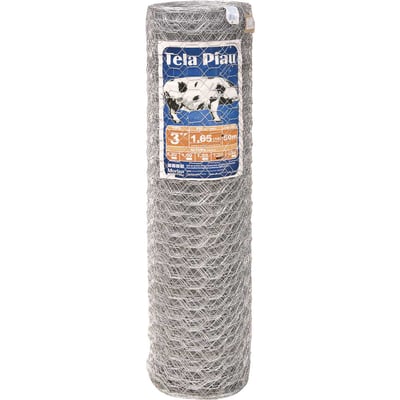Tela metálica hexagonal, mangueirão, malha 3", 16 BWG x 1,5 m, com 50 m
