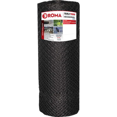 Tela plástica hexagonal, pinteiro, leve, 1 m x 50 m, preta, 9364
