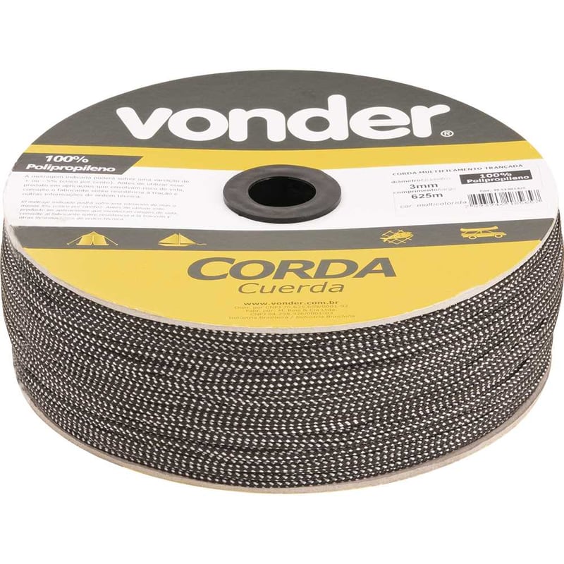 Corda multifilamento trançada 5,0 mm x 250 m, cores diversas