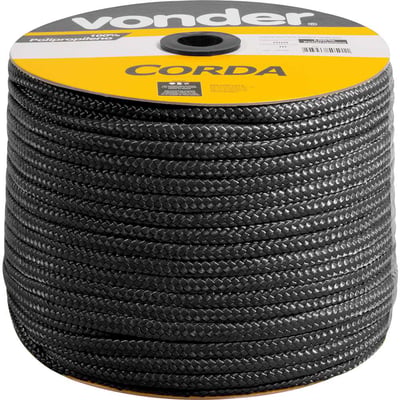 Corda multifilamento trançada 10,0 mm x 190 m, preta, em carretel