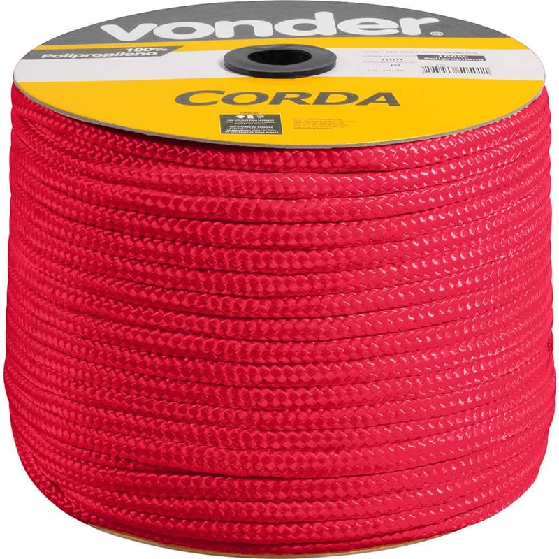 Corda multifilamento trançada 10,0 mm x 190 m, vermelha, em carretel