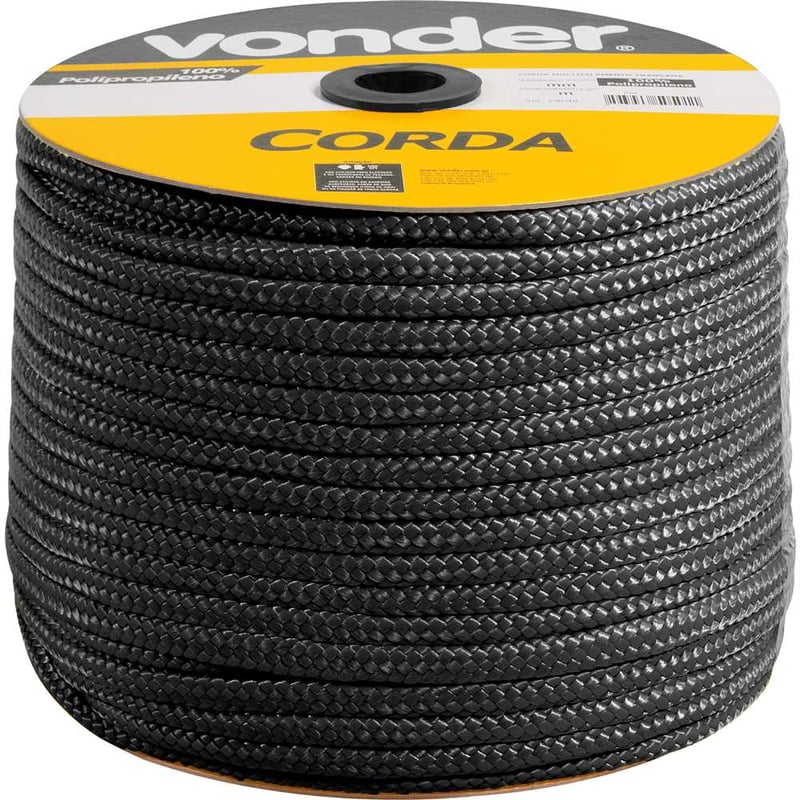 Corda multifilamento trançada 12,0 mm x 140 m, preta, em carretel