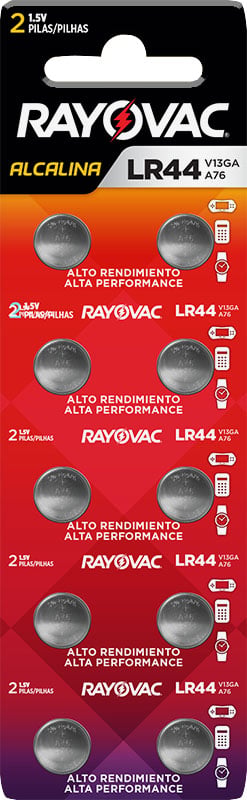 Bateria alcalina, LR44, 1,5 V, V13GA-5
