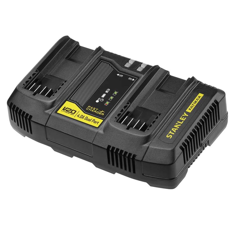 Carregador com duas portas para baterias de íons lítio, 20 V, 4 Ah, bivolt