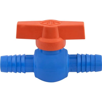 Registro de esfera com união dentada para mangueira, 1", PVC azul, RZ08, REBOUÇAS