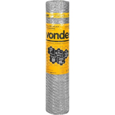 Tela metálica hexagonal, pinteiro, malha 1", 22 BWG x 1,0 m, com 50 m