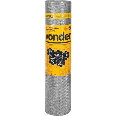 Tela metálica hexagonal, pinteiro, malha 1", 24 BWG x 1,0 m, com 50 m