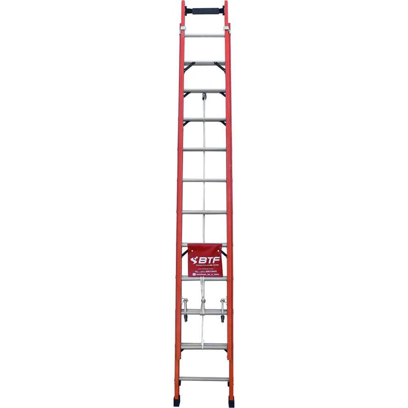 Escada extensível em fibra de vidro, 22 degraus, 6 m