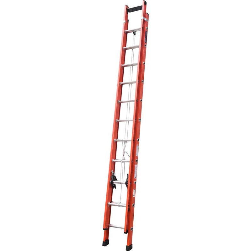 Escada extensível em fibra de vidro, 19 degraus de alumínio, 3,65 m x 6 m