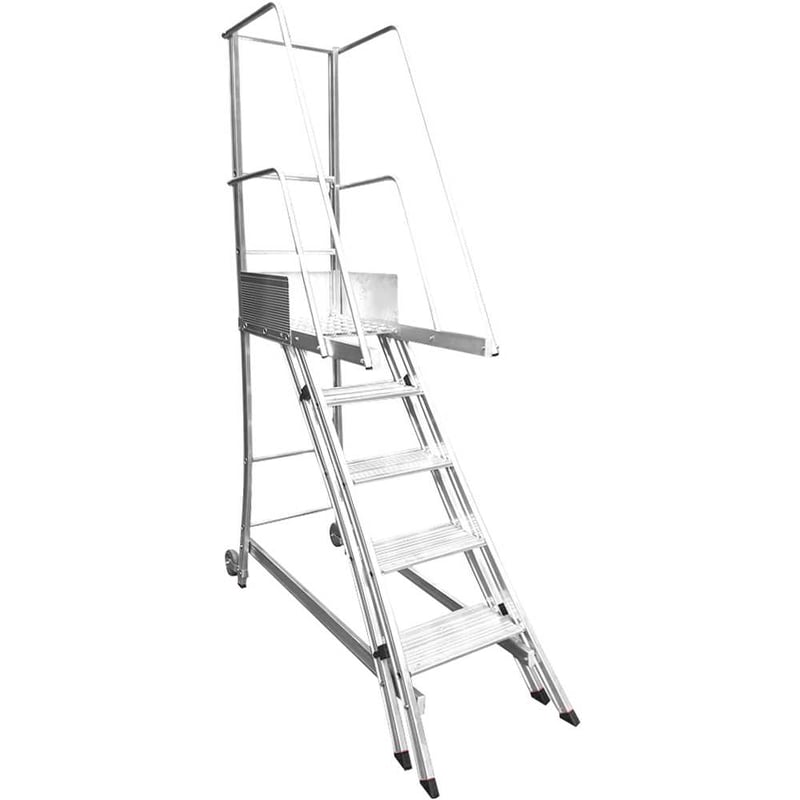 Escada trepadeira alumínio 1,16 m X 1,63 m 4 degraus + plataforma com 4 corrimões