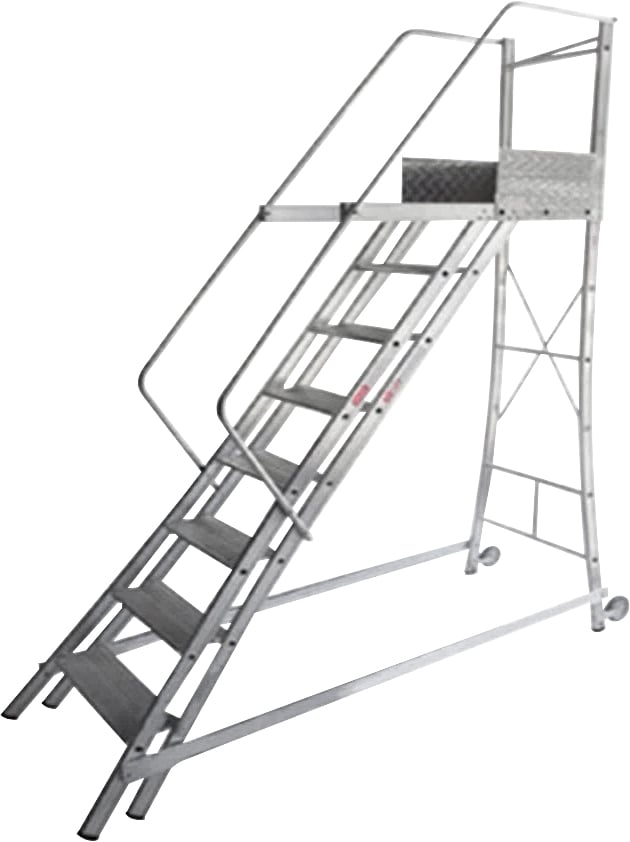 Escada trepadeira alumínio 1,86 m X 2,18 m 7 degraus + plataforma com 4 corrimões