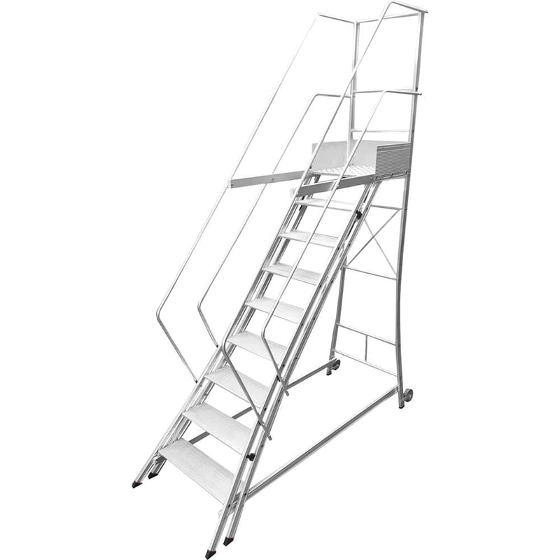 Escada trepadeira alumínio 2,06 m X 2,37 m 8 degraus + plataforma com 4 corrimões