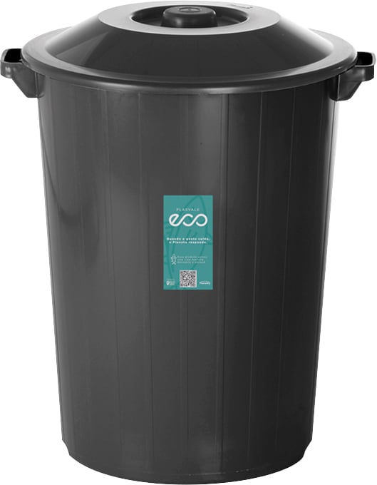 Lixeira plástica, 35 litros, preta, Eco, 375LP