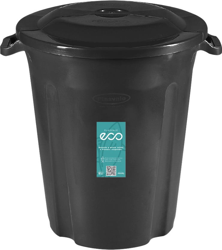 Lixeira plástica, 97 litros, preta, Eco, 164LP