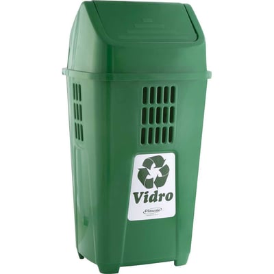 Lixeira plástica, 50 litros, verde, basculante, 757VD