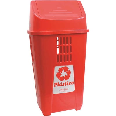 Lixeira plástica, 50 litros, vermelha, basculante, 757VM