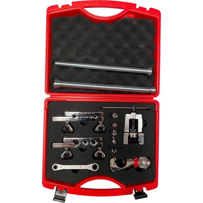 Conjunto refrigerista com cortador, flangeador e mola, 1/8" a 3/4", A22351
