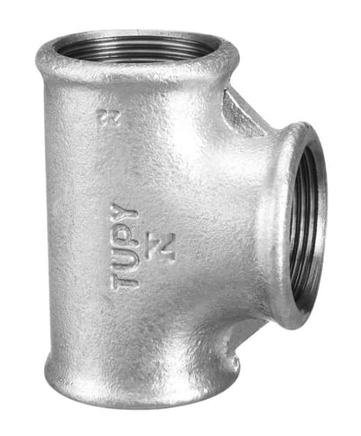 Tê de ferro galvanizado, 1" BSP, classe 150, 124460733